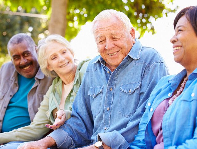 Outdoor Group Portrait Of Senior Friends